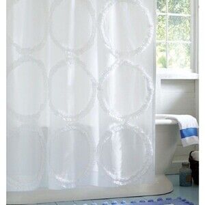 POTTERY BARN White Ruffle Rings Shower Curtain NEW 72 x 72 Classic 100% Cotton